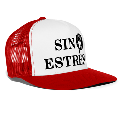 Boscho Kein Stress ® Trucker Cap Text spanisch SIN ESTRÉS mit Logo - Weiß/Rot