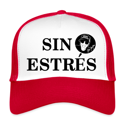 Boscho Kein Stress ® Trucker Cap Text spanisch SIN ESTRÉS mit Logo - Weiß/Rot