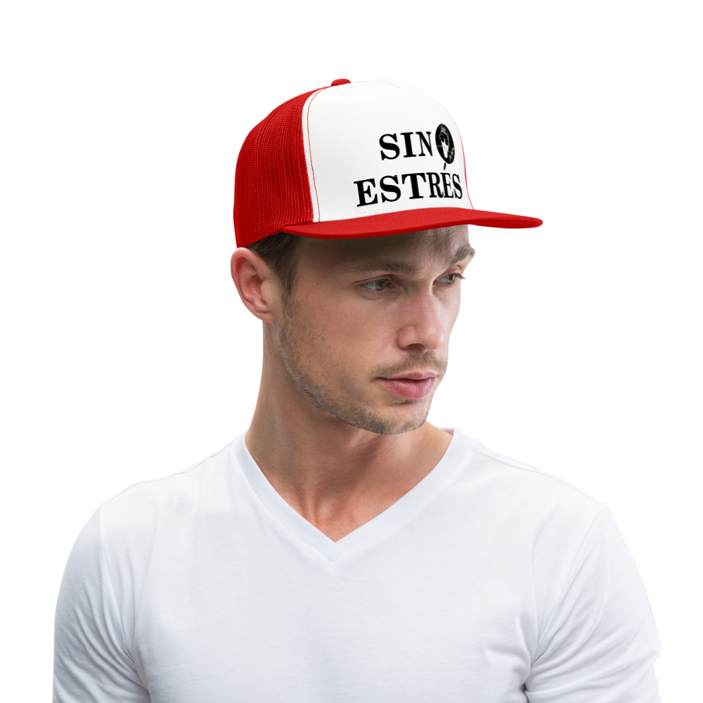 Boscho Kein Stress ® Trucker Cap Text spanisch SIN ESTRÉS mit Logo - Weiß/Rot