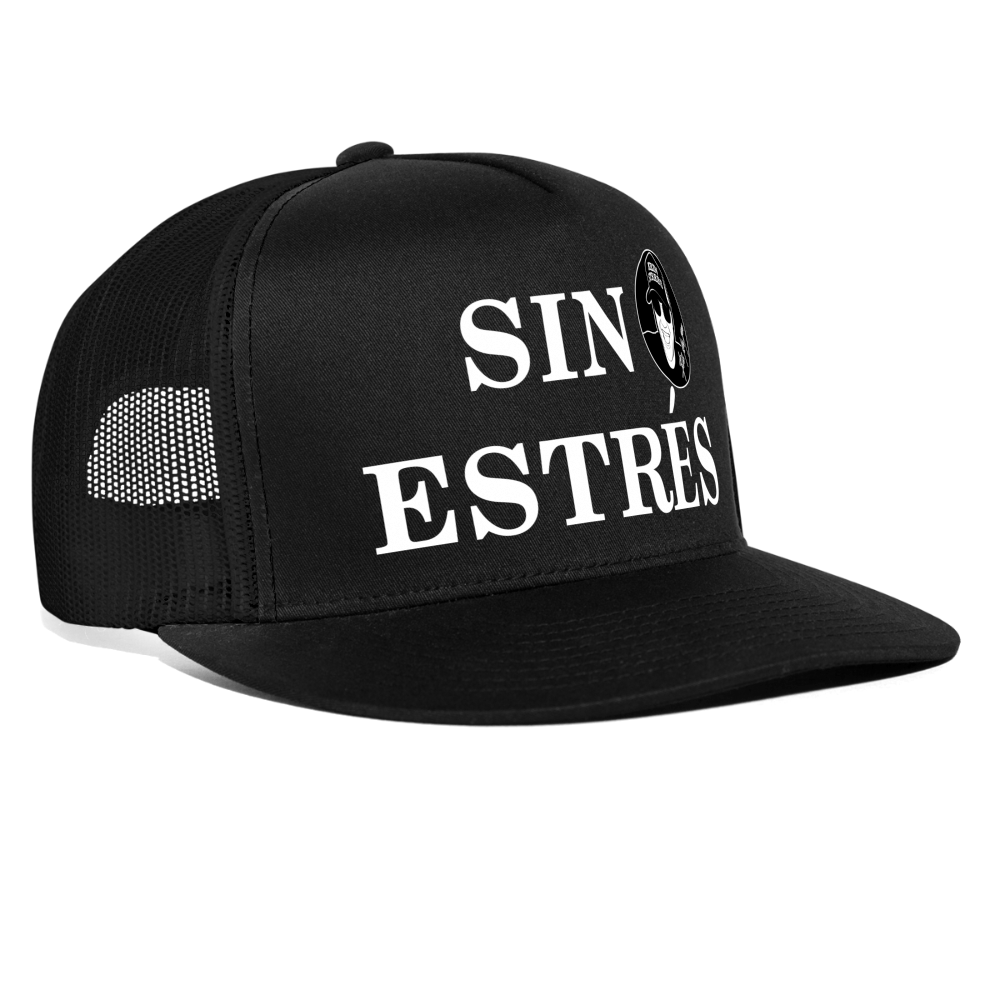 Boscho Kein Stress ® Trucker Cap schwarz Text spanisch SIN ESTRÉS mit Logo - Schwarz/Schwarz