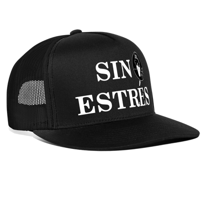 Boscho Kein Stress ® Trucker Cap schwarz Text spanisch SIN ESTRÉS mit Logo - Schwarz/Schwarz