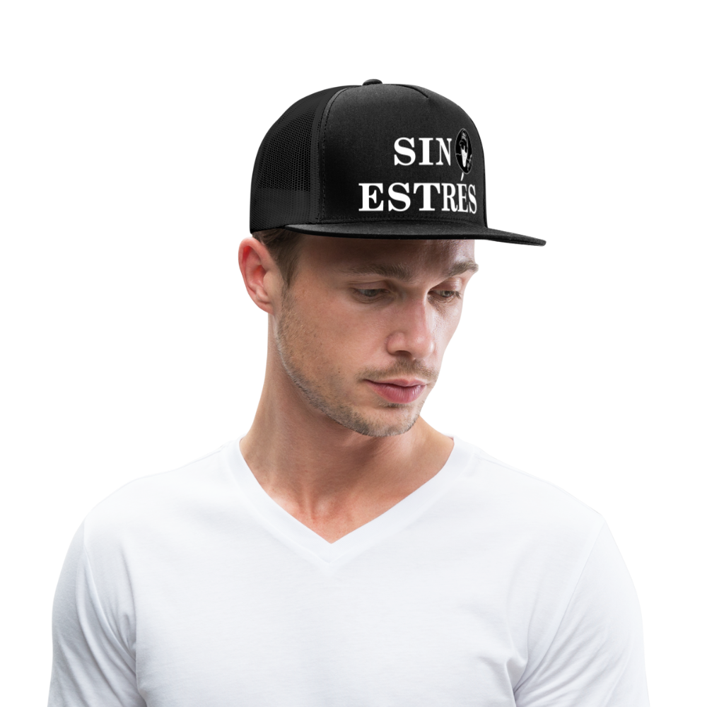 Boscho Kein Stress ® Trucker Cap schwarz Text spanisch SIN ESTRÉS mit Logo - Schwarz/Schwarz