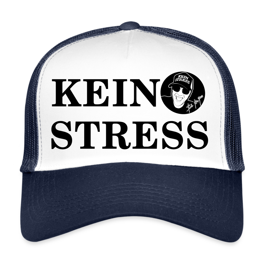 Boscho Kein Stress ® Trucker Cap Text deutsch KEIN STRESS mit Logo - Weiß/Navy