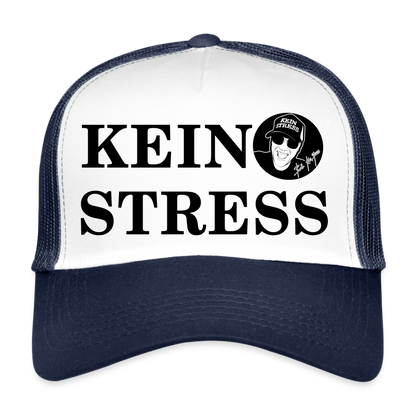 Boscho Kein Stress ® Trucker Cap Text deutsch KEIN STRESS mit Logo - Weiß/Navy