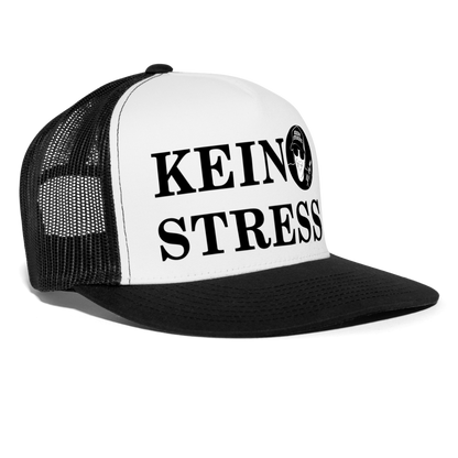 Boscho Kein Stress ® Trucker Cap Text deutsch KEIN STRESS mit Logo - Weiß/Schwarz