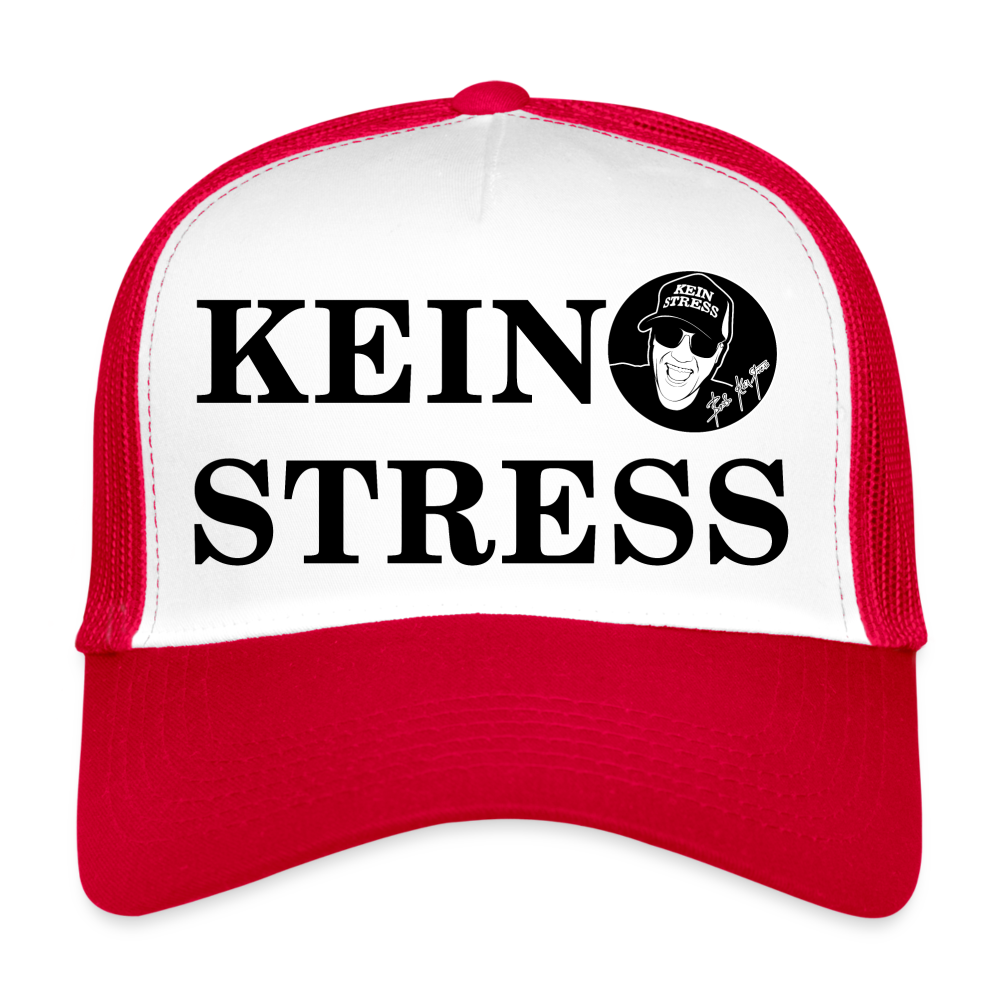 Boscho Kein Stress ® Trucker Cap Text deutsch KEIN STRESS mit Logo - Weiß/Rot