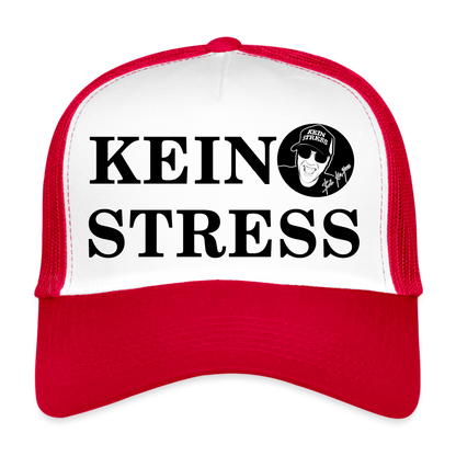 Boscho Kein Stress ® Trucker Cap Text deutsch KEIN STRESS mit Logo - Weiß/Rot