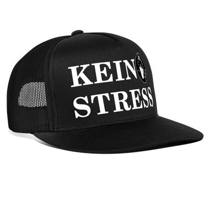 Boscho Kein Stress ® Trucker Cap schwarz Text deutsch KEIN STRESS mit Logo - Schwarz/Schwarz