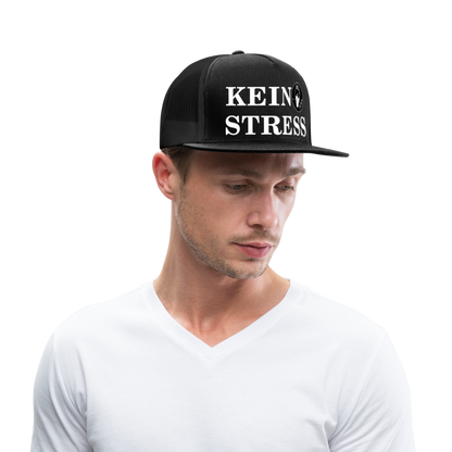 Boscho Kein Stress ® Trucker Cap schwarz Text deutsch KEIN STRESS mit Logo - Schwarz/Schwarz