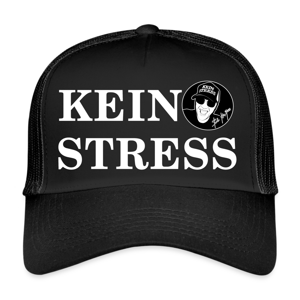 Boscho Kein Stress ® Trucker Cap schwarz Text deutsch KEIN STRESS mit Logo - Schwarz/Schwarz