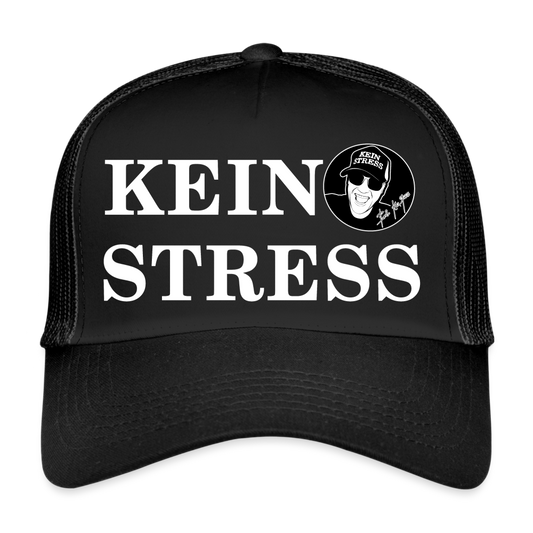 Boscho Kein Stress ® Trucker Cap schwarz Text deutsch KEIN STRESS mit Logo - Schwarz/Schwarz