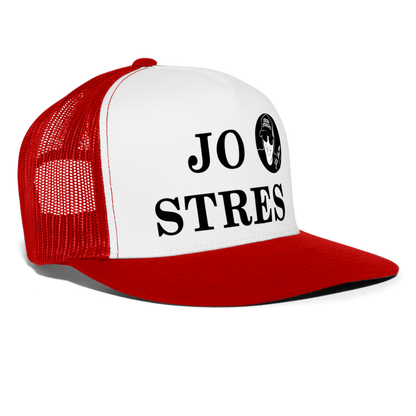 Boscho Kein Stress ® Trucker Cap Text albanisch JO STRES mit Logo - Weiß/Rot