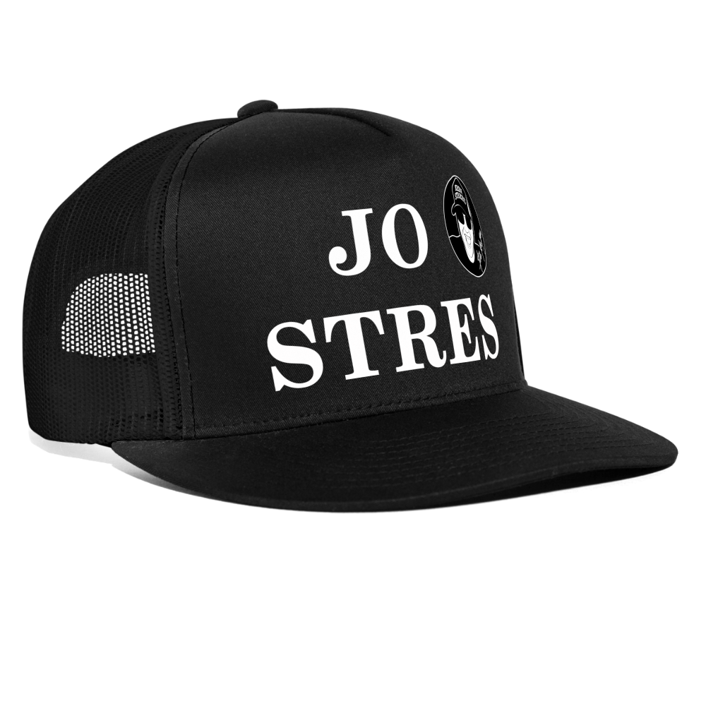 Boscho Kein Stress ® Trucker Cap schwarz Text albanisch JO STRES mit Logo - Schwarz/Schwarz