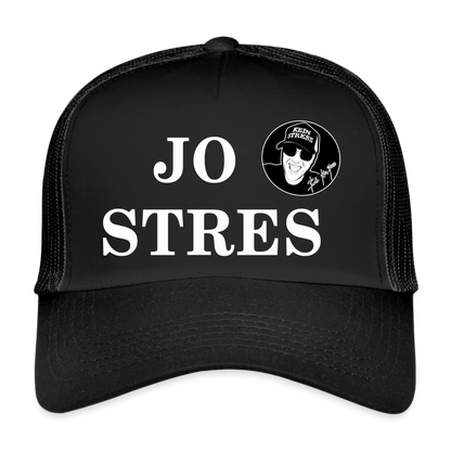 Boscho Kein Stress ® Trucker Cap schwarz Text albanisch JO STRES mit Logo - Schwarz/Schwarz